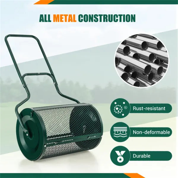 24-Inch Heavy-Duty Metal Mesh Compost Spreader - 2.7 Cu.ft
