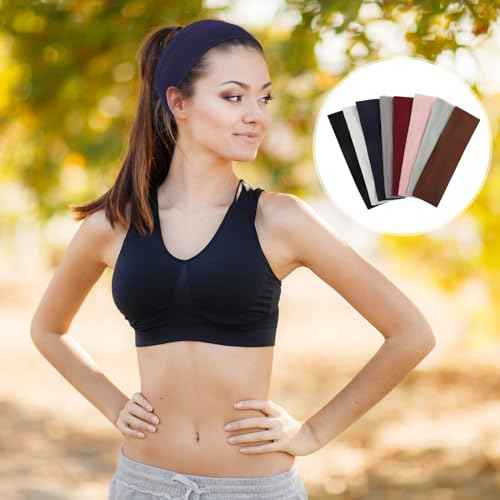 8 Pack Sport Headbands for Women, Elastic Soft Fabric Non-Slip Hair Bands Hair Warp for Daily Workout Yoga Running Sports