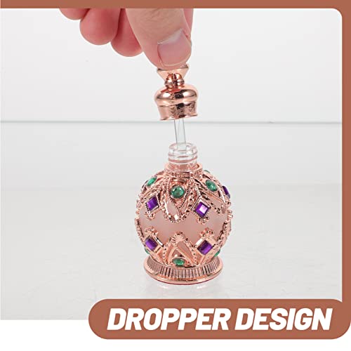 minkissy Empty Perfume Bottles Vintage Perfume Bottle, Empty Perfume Bottle Refillable Glass Bottle Vintage Empty Crystal Perfume Bottle Rose Gold Perfume Flask