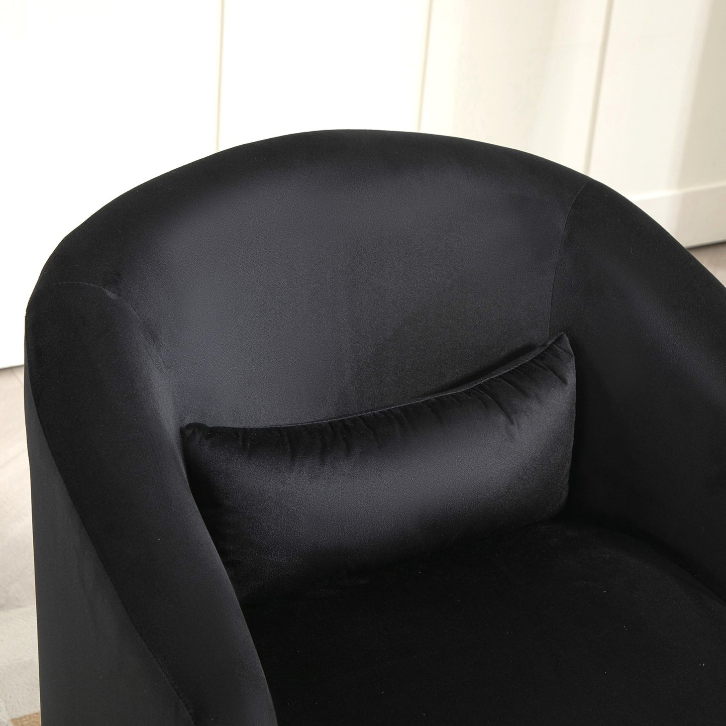 360 Degree Swivel Barrel Accent Chair, Velvet Upholstered Curved