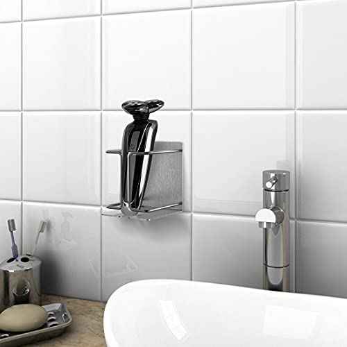 Linkidea Electric Razor Holder Wall Mount, Razor Hanger, Stainless Steel Electric Shaver Bathroom Holder Compatible with Philips Shaver 2400, Norelco Series 9, Series 7 (Silver)