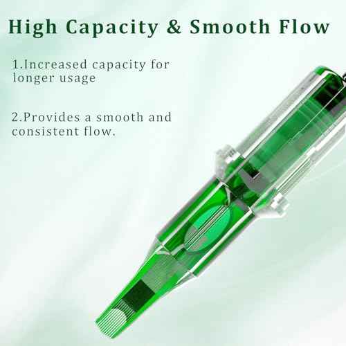 Glide 50pcs Assorted Tattoo Cartridge Needles - Disposable #10 Bugpin Curved/Magnum Tattoo Cartridge Needles with Membrane, Mixed Sizes 7RM 9RM 11RM 13RM 15RM for Rotary Tattoo Machine Pen