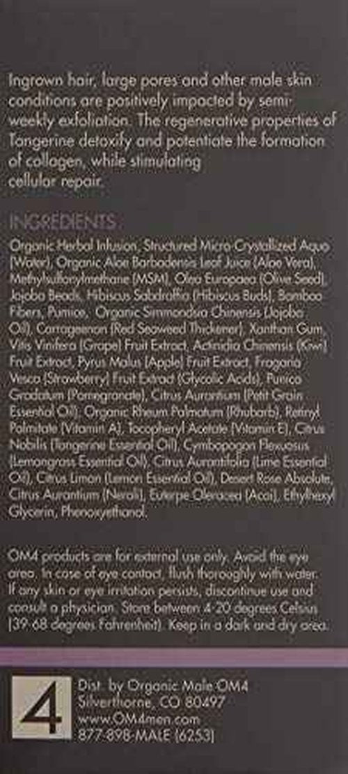 Organic Male OM4 Resurface: Citrus Bamboo Resurfacing Scrub - Mens Gentle Exfoliator Renews Hydrates Skin