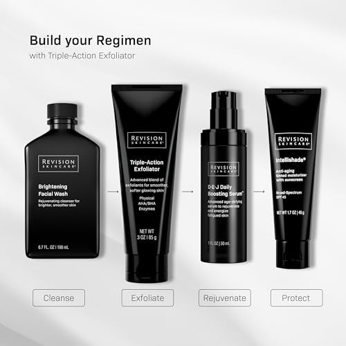 Revision Skincare Triple-Action Exfoliator, Clinical Face Exfoliator with Physical, Chemical and Enzymatic Exfoliation, AHA, BHA and Salicylic Acid to Polish Skin and Improve Texture
