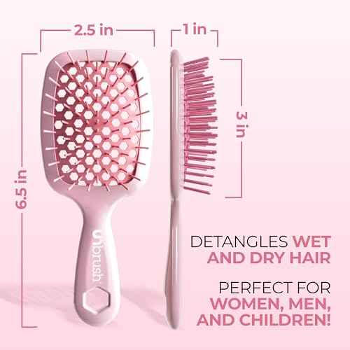 FHI Heat UNbrush Mini Detangler Brush for Pain-Free Brushing on All Wet or Dry Hair Types ? Durable Duoflex Anti-Static Bristles, Lightweight Handle, Vented Mini Hair Brush
