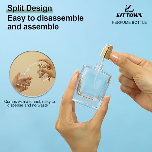 6 Pack Refillable Perfume Atomizer 50ml 1.7oz Large Perfume Bottle for Essential Oils, Perfumes,Empty Clear Glass Mist Spray Bottle for Traveling and Outgoing