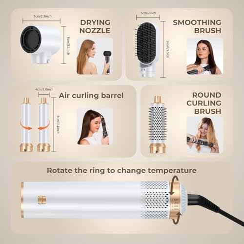 5 in 1 Hair Dryer Brush, Negative Ion Blow Dryer Brush Set Upgrade Hot Air Brush Air Styler Curling Wrap Air Curler, Curling Iron Hair Styling Tools As A Gift for Straight/Curl/Drying/Smoothing
