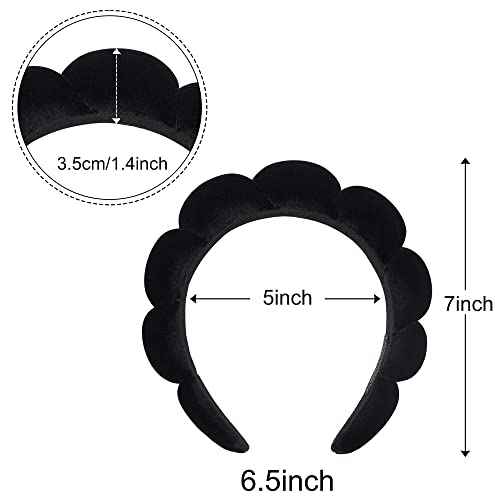 Ayesha Spa Headband for Women Sponge Headband for Washing Face Clouds Soft Hairband Makeup Headbands for Women Girls Shower Makeup Skincare (Black)