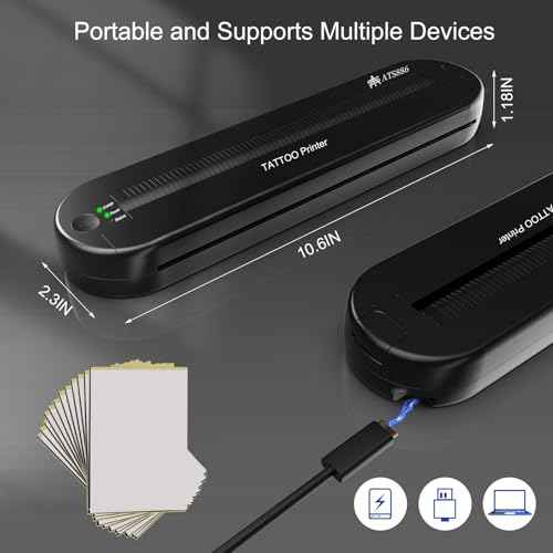 YILONG Bluetooth Tattoo Stencil Printer, Tattoo Thermal Machine with 15 Pcs Tattoo Transfer Paper, Portable Tattoo Transfer Copier Machine for Tattoo Artists and Beginners, ATS886L