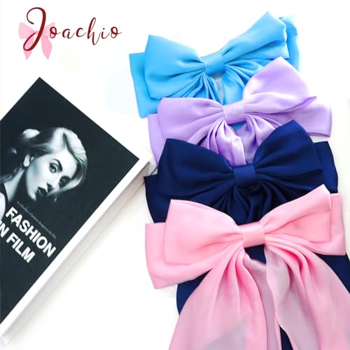 14 Pcs Hair Bows for Women, Bow Hair Clips with Long Tail, Coquette Bows Hair Ribbons, Big Hair Bow Hair Accessories for Women (Vibrant)