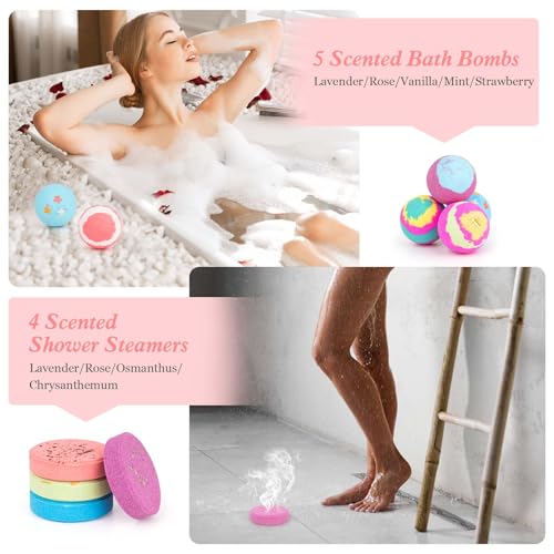 Bath Bombs for Women, Mothers Gifts Day for Mom, Relaxing Spa Baskets Gift Set, Self Care Gifts for Women, Birthday Bombs Gifts for Mom, Coworker, Teacher, Nurse