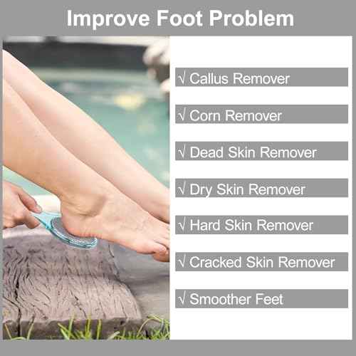 Pumice Stone Brush for Feet 4 in 1, Foot File Callus Remover, Foot Rasp and Sand Paper Pedicure Tools with Handle, Shower Foot Scrubber, Soft Smooth Feet for Home Foot Care,2 Pack