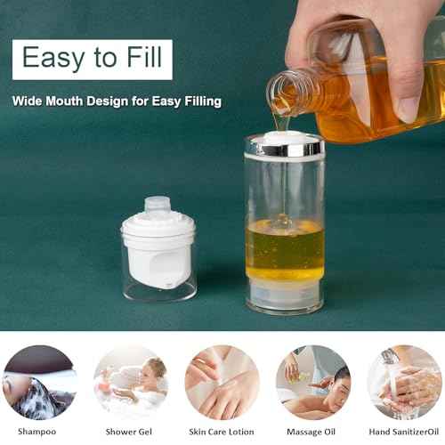 Airless Pump Bottles 3.4oz/100ml 3 Pack Lotion Dispenser Travel Pump Bottles for Toiletries Airless Cosmetic Pump Container Airless Pump Jar for Toiletries Shampoo Cream with Labels(Clear)