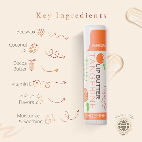 CHAP-LIP Original Lip Balm Hydrating Bulk Chap Stick with Fruit Flavors, Coconut Oil, and Cocoa Butter - Christmas Gift Stocking Stuffers Lip Therapy Pack for Men and Women - Made in the USA, 60 Pack