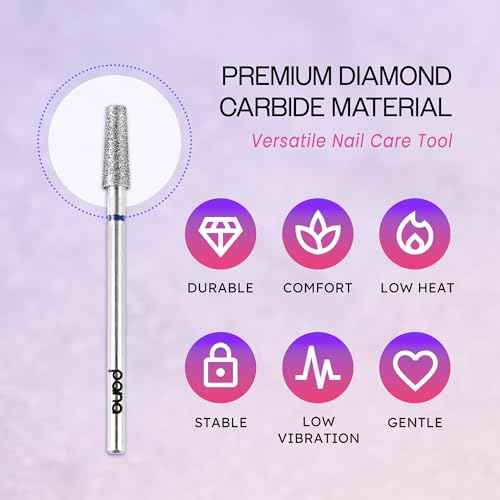 PANA 3/32" Diamond Carbide Cone Bit- Style 13, Medium Grit - Professional Cuticle Nail Drill Bits for Acrylic Gel Nails Dry Manicure Pedicure Shape Remove Tools