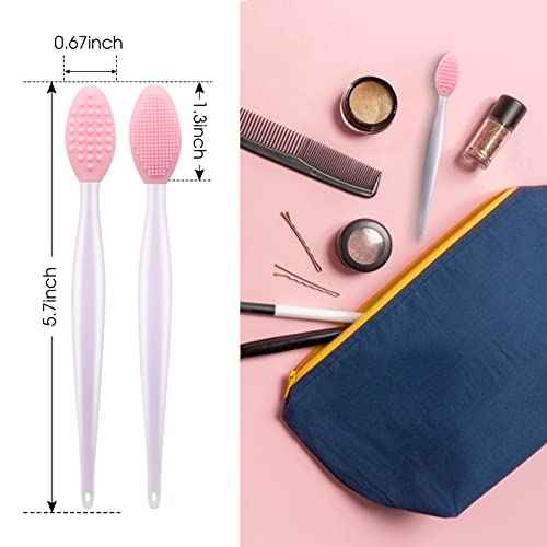Lip Scrub Brush,Lip Scrubber Exfoliator,Double-Sided Silicone Lip Exfoliating Tool,Gentle Lip Exfoliator Scrubber Brush for Smooth,Soft,Bright,and Healthy Lips(2 PCS)
