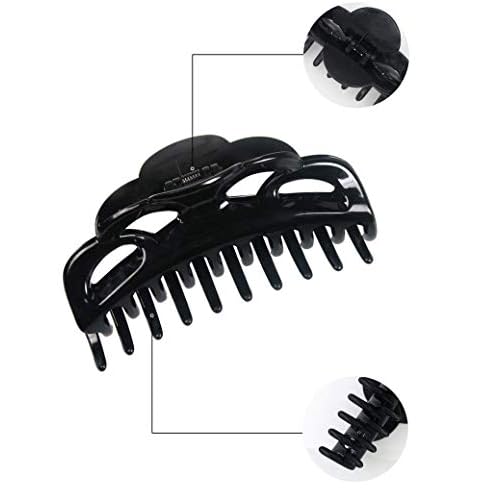 Large Hair Clips for Thick Hair Plastic Big Claw Clips Updo Hair Styling Accessories for Women Strong Hold Jumbo Hair Jaw Clips(Arc-Black+Brownish)