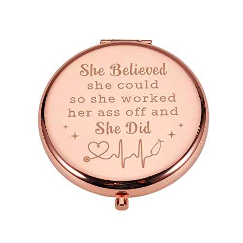 ZZP Nurse Practitioner Gifts for Women, LPN Student Must Haves, Compact Mirror, She Believed She Could So She Worked, Nurse Accessories for Work Medical Assistant Nursing Essentials RN Gifts