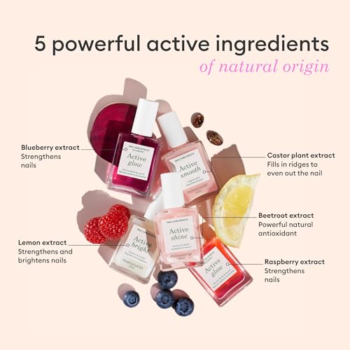 Manucurist Rainbow Active¢â Full Range 5-Pack Gift Box - Nail Care & Polish Set - No Lamp - 5 Treatment Nail Polish : Glow Raspberry, Glow Blueberry, Shine, Smooth, Bright - Christmas Gifts for Women