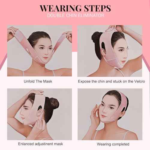 MASIKA Chin Strap for Sleeping,Adjustable Chin Strap,Jaw Strap,Jawline Shaper,V-Line Mask Chin Up Mask V Shaped Face Mask, Jaw Exerciser,Reusable chin strap,Pink¡£