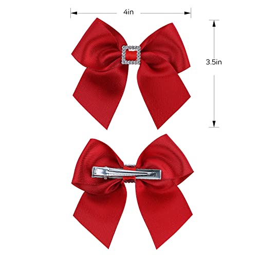 Red Valentine¡¯s Day Hair Clips,Glitter Grosgrain Hair Bows with Rhinestones,Boutique Valentine Christmas School Hair Accessories for Kids Girls Toddler