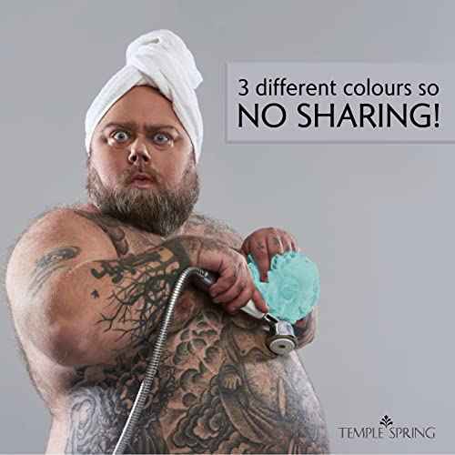 Temple Spring Recycled Luffa Sponge, Bathroom Shower Accessories, Loofa Bath Sponge, Exfoliating Body Scrubber Exfoliator Pouf, Shower Scrubber Puff, Poof, Loofah for Women, Loofah for Men -Ocean Blue