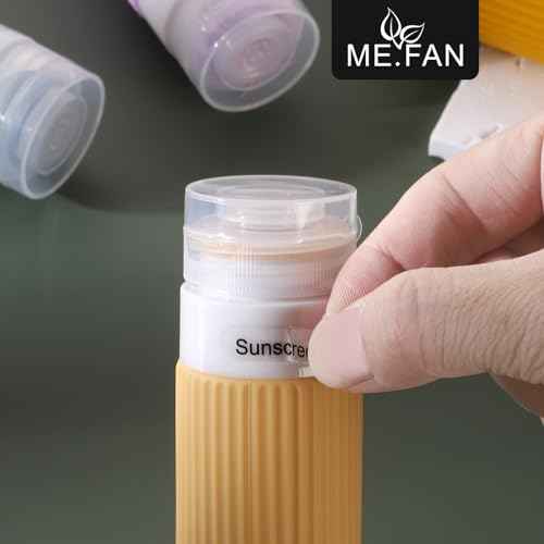 ME.FAN Travel Bottles for Toiletries, TSA Approved 3oz Silicone Journey Size Containers, Portable Split Bottle for Conditioner, Shampoo, Lotion- 4 Pack Pink