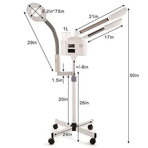 Professional Facial Steamer 3 in 1 Steamer for Face with Hot & Cold Nozzle 5X LED Magnifying Lamp Facial Steamer for Esthetician Beauty Face Equipment Use at Home or Salon