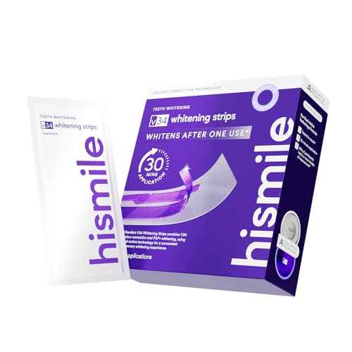 Hismile V34 Whitening Strips, Teeth Whitening Strips, Purple Tooth Whitening, Tooth Stain Treatment, Combining Whitening and Colour Correction