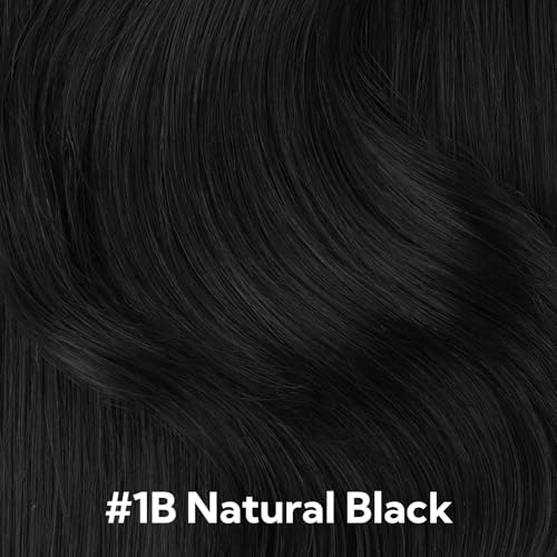 HOTBANANA Invisi Edge Clip in Hair Extensions, 14inch 120g Injected Seamless Clip in Extensions 7Pcs Natural Black Real Human Hair PU Hair Extensions