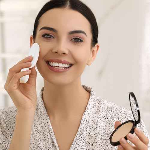 12 Pack 60mm Round Powder Puffs for Foundation Makeup Applicators, Soft Cotton Skin-Friendly Face Powder Sponge Velour Velet Puffs Pads for Cream Cosmetics- White