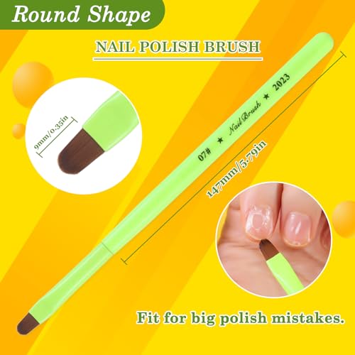 3PCS Nail Clean Up Brushes for OPI Nail Polish Remover, Brushes for Cleaning Polish Mistakes on the Cuticles, Acetone Resistant Nail Brush for Nail Art and Designs£¨Fluorescent Green £©