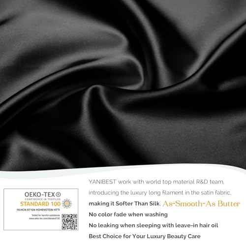YANIBEST Long Bonnet Satin Bonnet for Sleeping Braid Bonnet with Tie Band Silk Sleep Bonnet for Women Locs Black