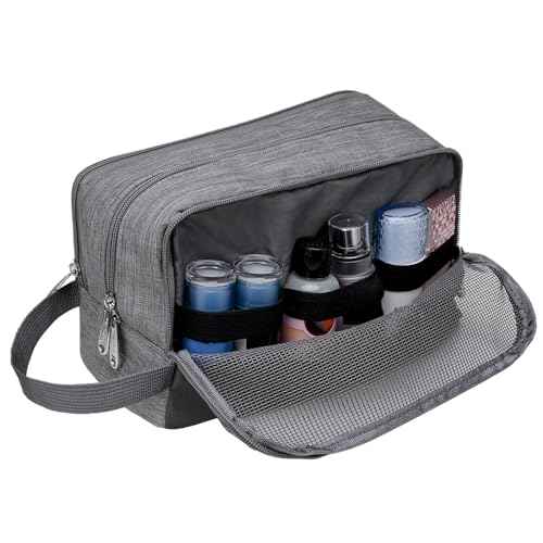 Toiletry Bag for Men Hanging Dopp Kit Water Resistant Shaving Bag Small Toiletry Bag for Traveling (Denim Grey)