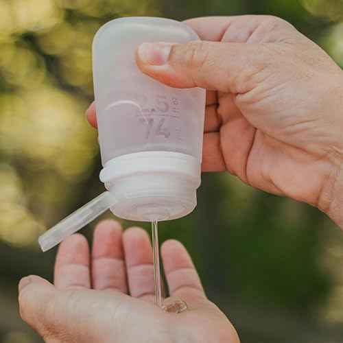 humangear GoToob+ 3-Pack (Small) | Refillable Silicone Travel Bottle | Locking Lid | Food-Safe Material, Clear/Purple/Teal, Small (1.7 fl.oz; 53ml)