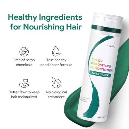 Color Depositing Conditioner, Semi Permanent Hair Color - In-Shower, Temporary Hair Color, Free of Damaging Chemicals, 7 Fl Oz, Green