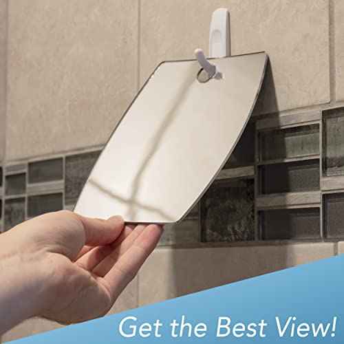 Shave Well Magnifying Anti-Fog Hanging Shower Mirror for Shaving | Curved Design for 5X Magnification | Light and Virtually Unbreakable | Includes Long-Lasting Removable Adhesive Hook