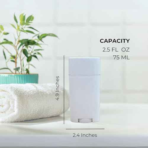 Cornucopia Brands 2.5oz Empty Deodorant Containers (8-Pack, 75ml); BPA-Free Plastic White Twist-Up Refillable Tubes for DIY Deodorant, Aromatherapy, Balm, Etc.