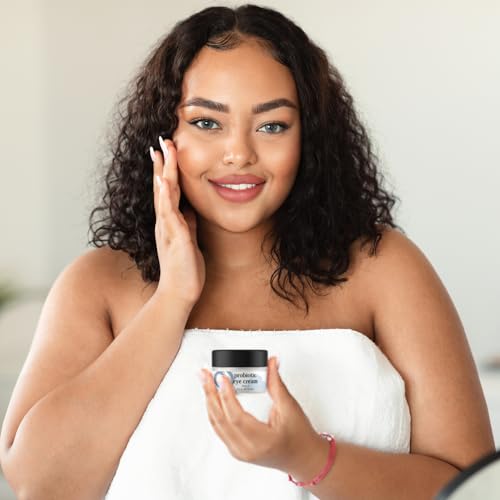 Probiotic Eye Cream with Caffeine for Dark Circles, Puffiness & Wrinkles - Luxury 28-Botanical Formula with Ceramides - Targets Under Eye Bags, Fine Lines & Crow's Feet - USA Made 0.5oz