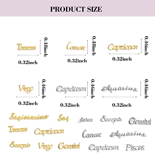 Zodiac Nail Charms, 3D Zodiac Nail Charms for Acrylic Nails, Alloy Twelve Constellation Zodiac Virgo Leo Aries Taurus Gemini Capricorn Charms for DIY Nail Art (D-96pcs)