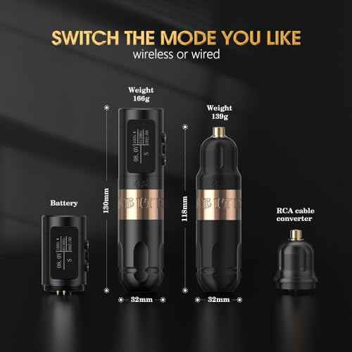 Ambition Vibe Wireless Tattoo Gun - Rotary Tattoo Machine Cartridge Battery Pen with Dual 1800mAh Power LED Digital Display Brushless Motor Tattoo Equipment for Tattoo Artists (2.5mm Stroke Red)
