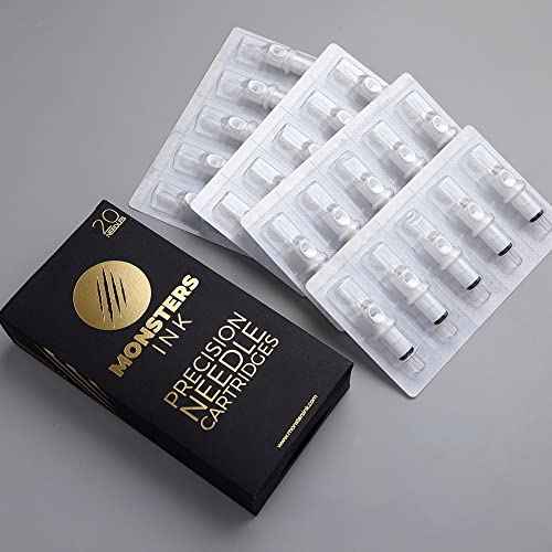 Monster Ink Curved Magnum Tattoo Cartridges,Tattoo Ink Cartridges, Tattoo Needle Cartridge for Tattoo Machine, 20 pcs (23 Round Magnum 0.35mm)