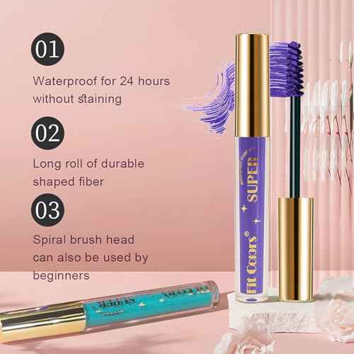FantasyDay Smudge-Proof Colorful Mascara Set Liquid Lash Extensions Cosmetics, 6 Pcs Washable Volumizing Lengthening Defining Curling No Clumping Mascara Premium Xmas Eye Makeup Gift Set