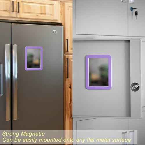 ARTLYMERS Magnetic Locker Mirror, 5x7 Real Glass Small Mirrors for Locker with Magnetic Backing, for School Locker, Bathroom, Household Refrigerator, Locker Accessory (Purple)