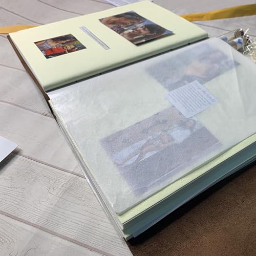 Rustic Town Full Grain Leather Photo Album with Gift Box - Scrapbook Style Pages (Large, Brown)