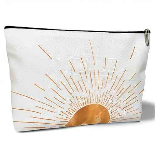 Boho Sunset Sunshine Makeup Bag Purse - Sunrise Sun Ray Toiletry Pouch - Gift for Her, Teen, Mom