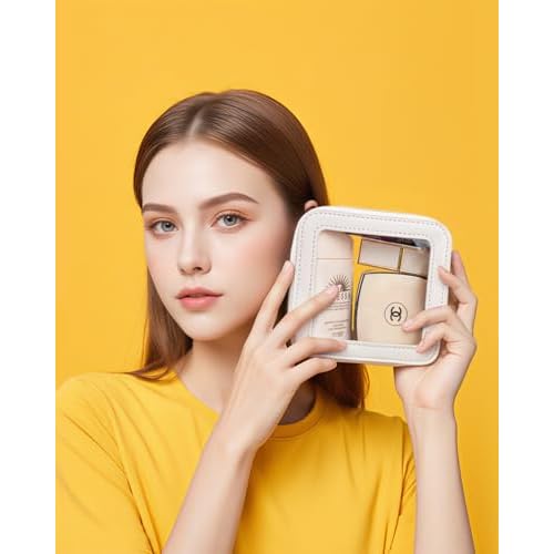 LETGO Clear Makeup Bags Small, Small Clear Makeup Bag for Purse,Mini Makeup Pouch Purse Organizer Fit Carry-on Travel Essentials,Cute Cosmetic Bags for Car Accessories for Women (Mini-White)