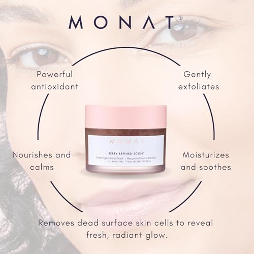 MONAT Berry Refined Scrub¢â - Perfecting Exfoliator Mask with Skin-Brightening AHAs and Cranberry Seeds, 87ml