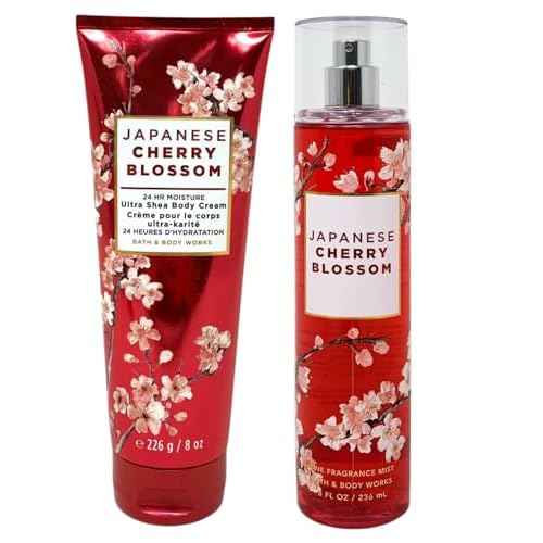 Bath & Body Works Fine Fragrance Mist & Ultra Shea Body Cream Japanese Cherry Blossom 2 Piece Set Full Size 8oz.