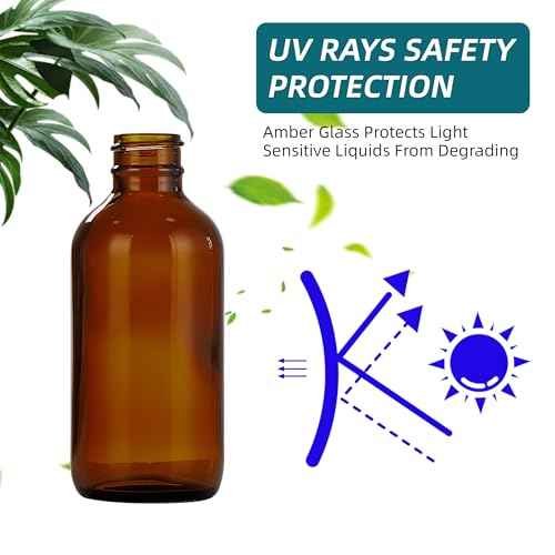 Dark Amber Glass Spray Bottles 4 oz, Small Empty Spray Bottles for Essential Oils, Fine Mist for Face, Hair, Plants, Travel, Perfumes, Cleaning Solutions - 4 Pack